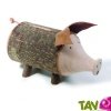 Tirelire cochon en bois et �corce de bois