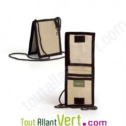 Portefeuille pour passeport, chanvre biologique, 9x11cm, naturel