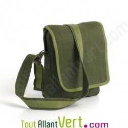 Sac � bandouliere Verona, chanvre bio, 20x28x10cm vert fonce/clair