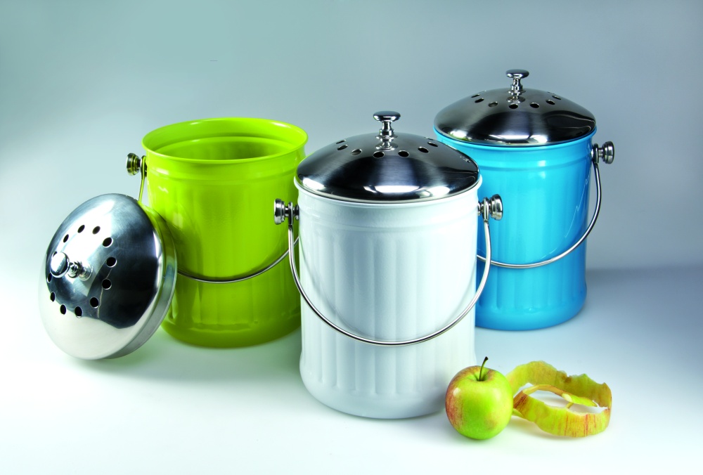 Composteur, bac, poubelle à compost de cuisine - 5 L - Inox