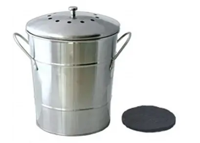 Bac à compost de cuisine gris 6,6 litres avec couvercle hygiénique