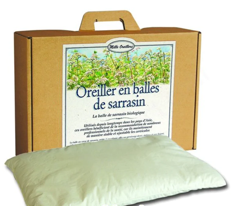 Coussin tour du cou buchi gris remplissage naturel de sarrasin