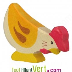 Poule en bois qui picore 6,5 cm