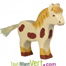 Poney avec t�ches marron en bois 12 cm