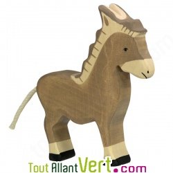 Ane gris en bois debout 13 cm