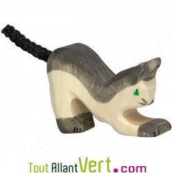Petit chat en bois pr�t � bondir 3,3 cm