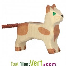 Petit chat en bois debout 6 cm