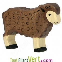 Mouton marron fonc en bois debout 7,5 cm