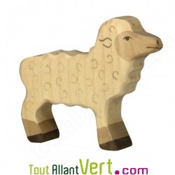 Agneau blanc en bois debout 6,5 cm
