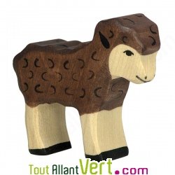 Agneau marron fonc� en bois debout 5,5 cm