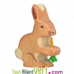 Lapin et sa carotte en bois 7x6 cm, Holztiger