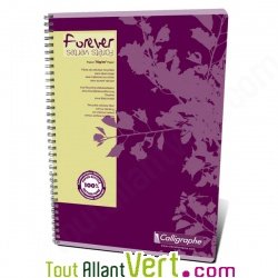 Cahier � spirale recycl� petits carreaux A4 96p Violet Forever