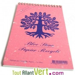 Bloc st�no recycl� 50 feuilles A5 rose