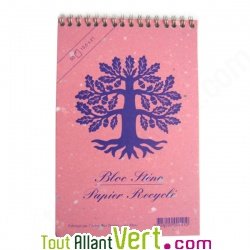 Bloc st�no recycl� 50 feuilles A5 rose