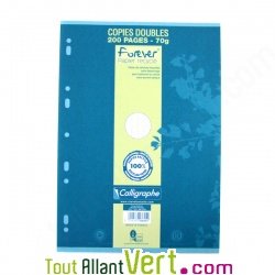 Copies doubles recycl�es Grand carreaux A4, lot de 50 Forever