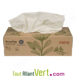 Boite distributrice de 100 mouchoirs en papier recycl�, 2 plis