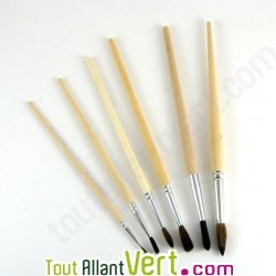 Pinceau rond bois non trait� naturel , crin de cheval