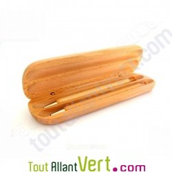 Coffret 1 Stylo et 1 porte-mine r�tractables en bois de h�tre