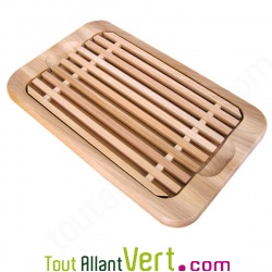 Planche � pain en bois de h�tre  40x23.5x3.5cm avec ramasse-miettes