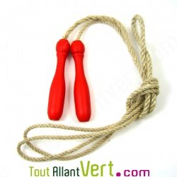 Corde  sauter, bois et jute