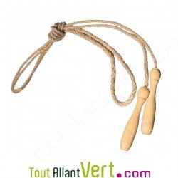 Corde  sauter, bois et jute