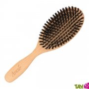 Brosse cheveux ovale plate en bois, poils naturel de sanglier