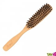 Brosse cheveux fine plate en bois, poils naturel de sanglier