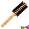Brosse cheveux ronde en bois, poils naturel de sanglier
