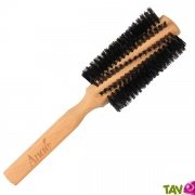 Brosse cheveux ronde en bois, poils naturel de sanglier