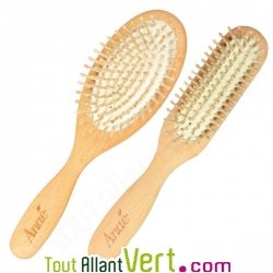 Brosse cheveux en bois, picots en bois