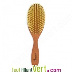 Brosse cheveux plate en bois, poils de soies naturelles