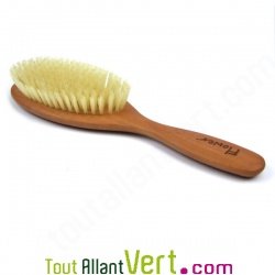 Brosse cheveux plate en bois, poils de soies naturelles