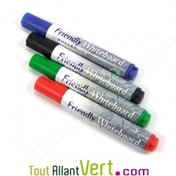 Marqueurs effaables rechargeables pour tableau blanc, lot 4 couleurs