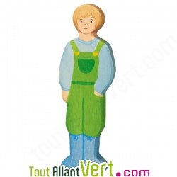 Figurine fermier en bois debout 15 cm