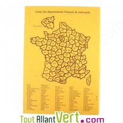 Cahier recycl� jaune Grands carreaux 48p A4 carte de France