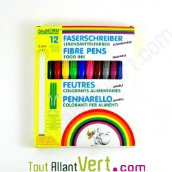 Feutres �cologiques, colorants alimentaires, x 12