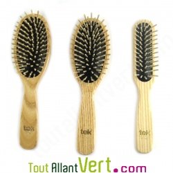 Brosse cheveux en bois  Tek, picots en bois