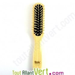 Brosse cheveux rectangulaire en bois  Tek, picots en bois