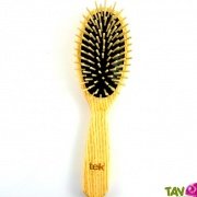 Brosse cheveux ovale petit modle en bois  Tek, picots en bois