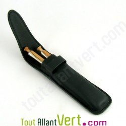 Etui en cuir vert avec 1 Stylo et 1 porte-mine r�tractables