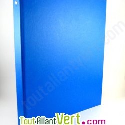 Classeur recycl� bleu, 4 anneaux, dos 3 cm