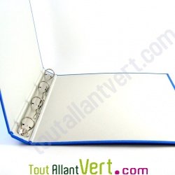 Classeur recycl� bleu, 4 anneaux, dos 3 cm