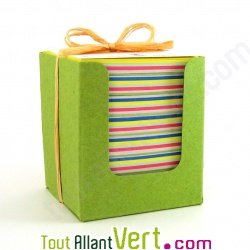 Bloc cube olive papier recycl� 250 feuilles multi-couleur, 11 cm