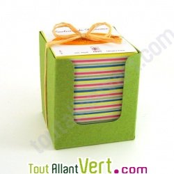 Bloc cube olive papier recycl� 250 feuilles multi-couleur, 11 cm