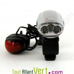 Lampe vlo  dynamo avant et arrire, 3 leds puissantes
