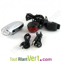 Lampe vlo  dynamo avant et arrire, 3 leds puissantes