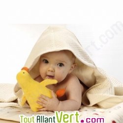 Sortie de bain pour b�b� avec doublure flanelle, coton bio