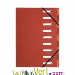 Trieur 9 compartiments rouge, dos extensible, A4+ recycl�, Forever