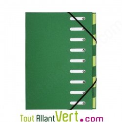 Trieur 9 compartiments vert, dos extensible, A4+ recycl�, Forever