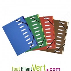 Trieur 9 compartiments chocolat, dos extensible, A4+ recycl�, Forever
